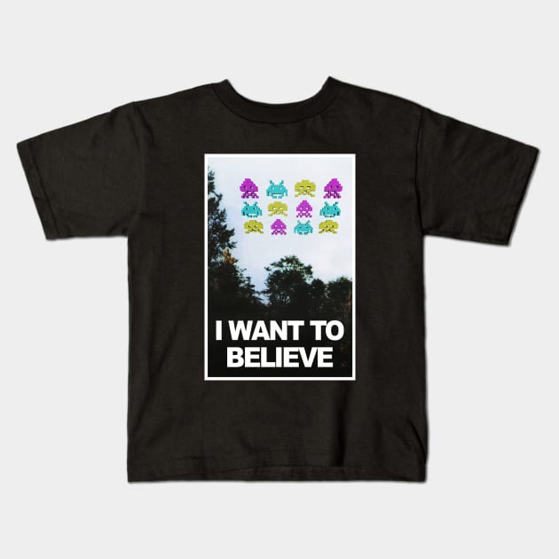 Believe Invaders Kids T-Shirt by gnotorious